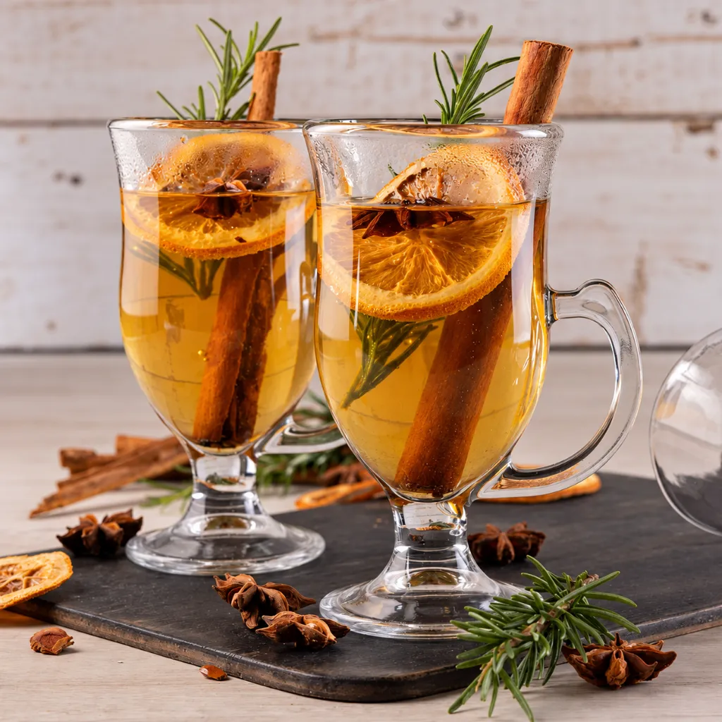 Tazas doradas con naranja y especias.webp