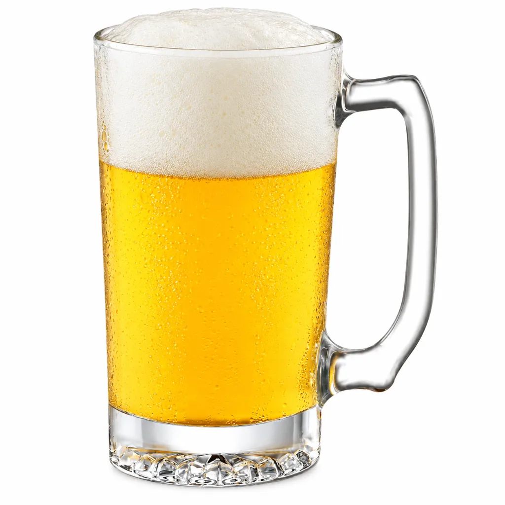 Jarra de cerveza dorada y espumosa.webp
