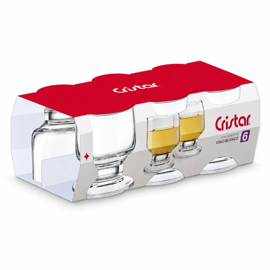 Caja Cristar con seis vasos de vidrio.webp