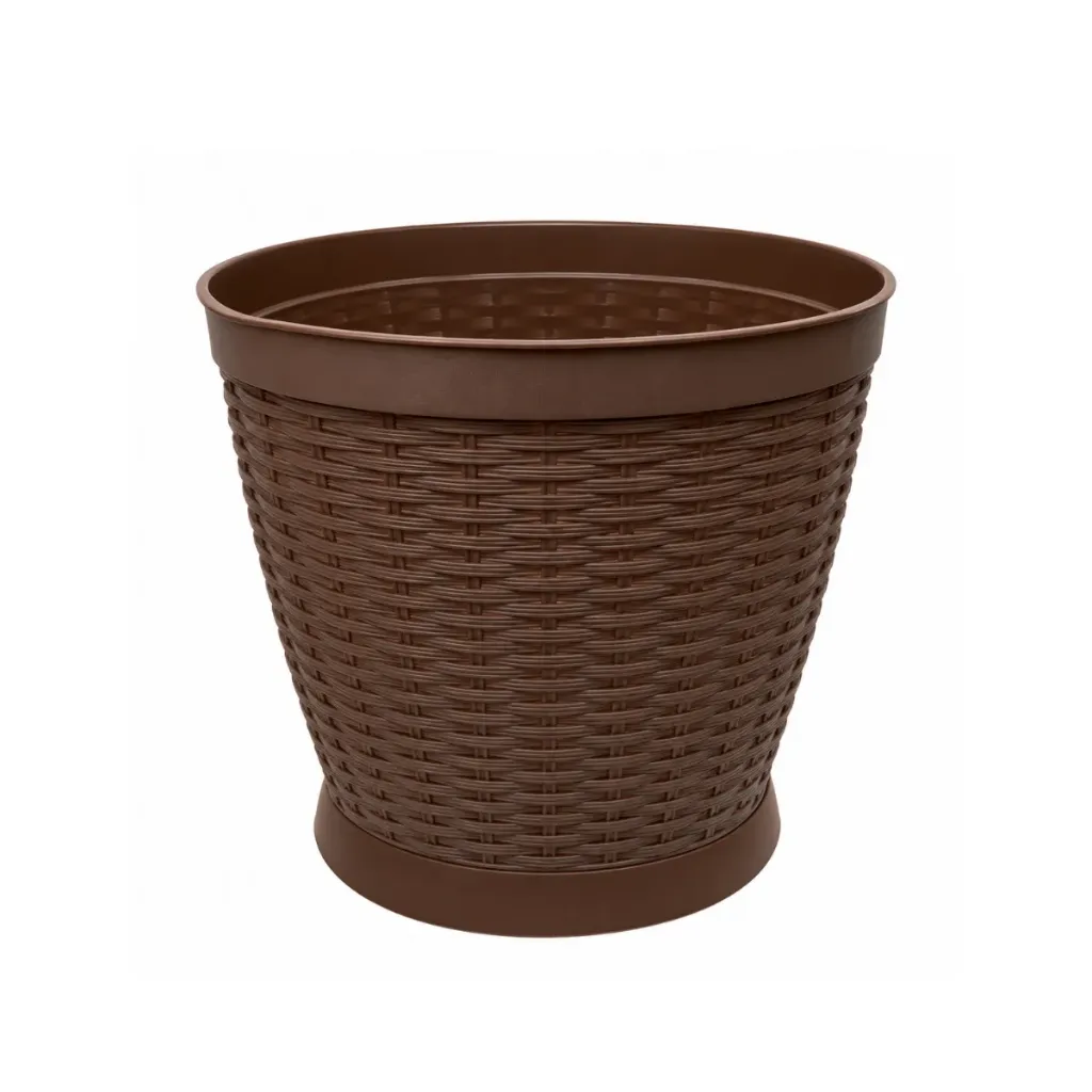 [500030152] MACETERO RATAN REDONDO 15L MED CAFE PIKA