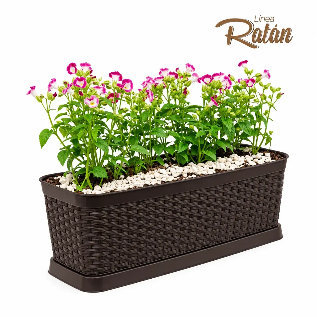 [500080175] MACETERO RATTAN RECTANGULAR 17L GDE CAFE PIKA