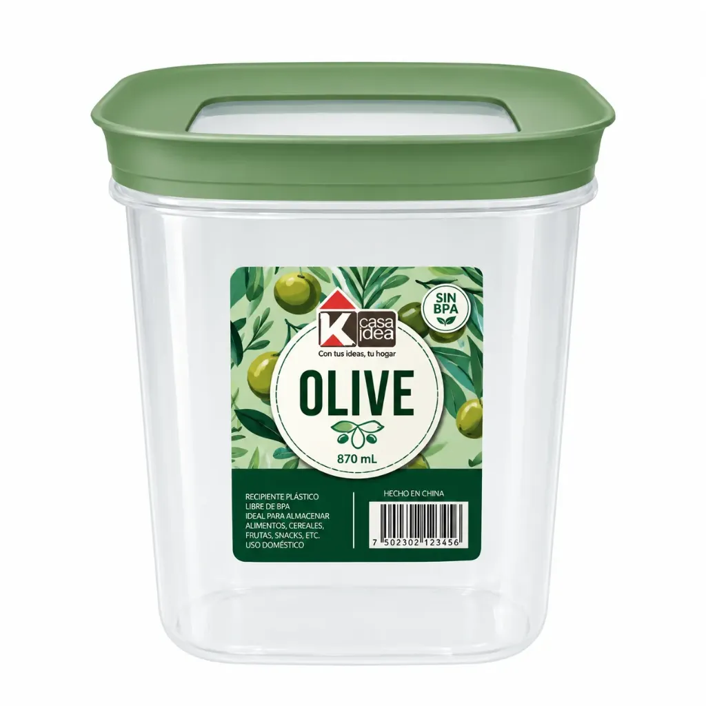 POMO OLIVE CUAD 870ML VERDE OLIVA 9300000154 24U/C PIKA